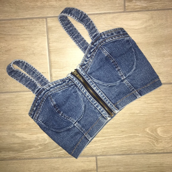 Kirra Tops - 🧵PACSUN 🧵ZIPPED DENIM CROP TOP BUSTIER